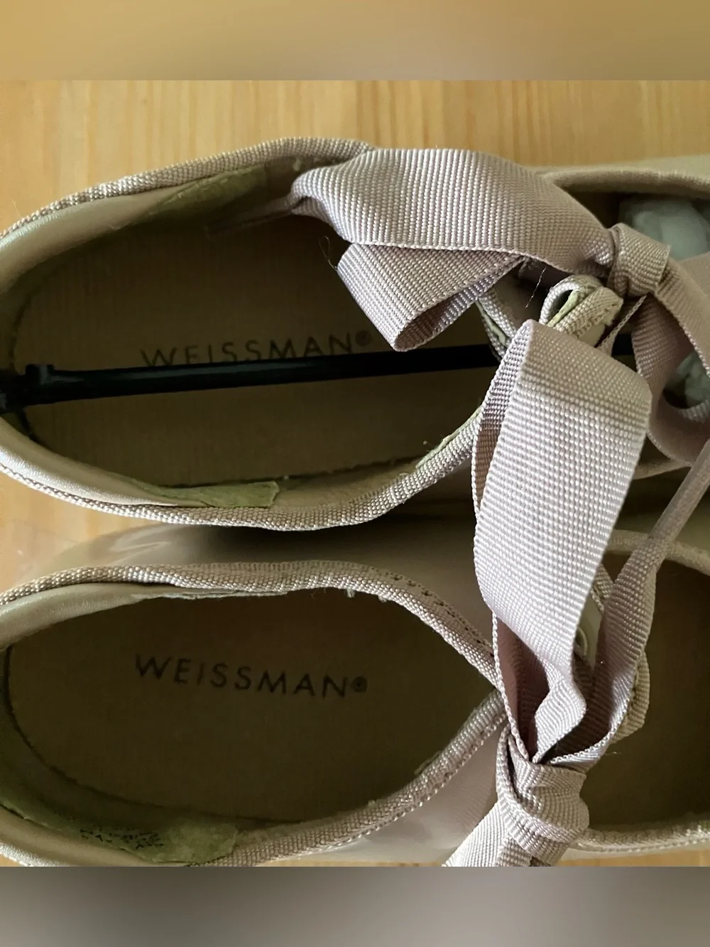 NWOT Weissman Ribbonette Girls Patent Mary Jane Tap Shoes W600 Nude Size Youth 1